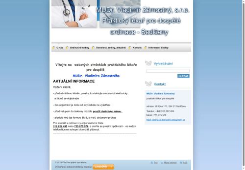 Zobrazit webové stránky Praktický lékař pro dospělé - MUDr. Vladimír Zámostný