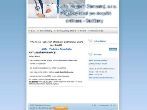 Praktický lékař pro dospělé - MUDr. Vladimír Zámostný