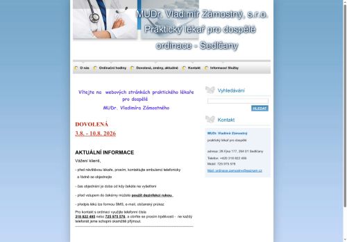 Zobrazit webové stránky Praktický lékař pro dospělé - MUDr. Vladimír Zámostný