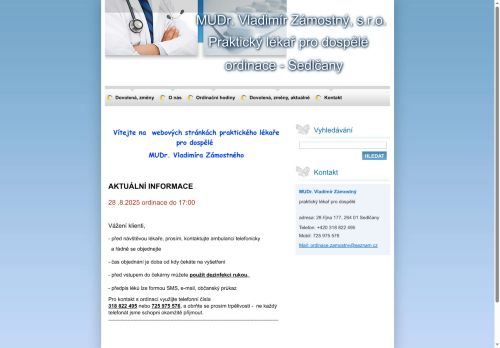 Zobrazit webové stránky Praktický lékař pro dospělé - MUDr. Vladimír Zámostný