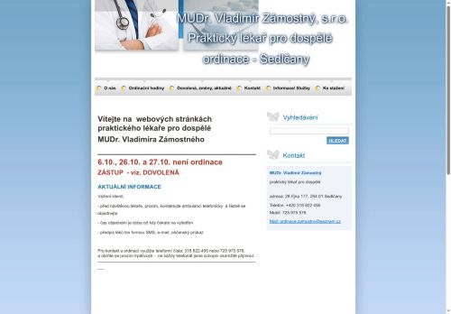 Zobrazit webové stránky Praktický lékař pro dospělé - MUDr. Vladimír Zámostný