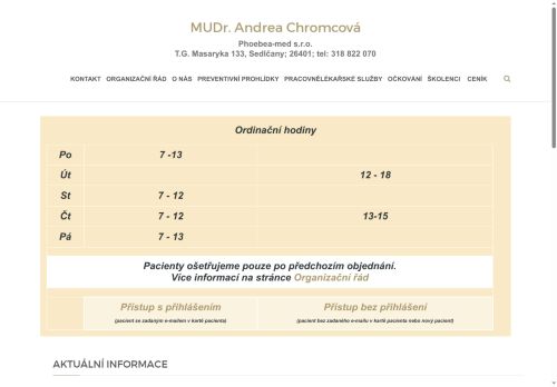 Zobrazit webové stránky Praktický lékař pro dospělé Phoebea-med s.r.o. - MUDr. Andrea Chromcová, MUDr. Jolana Vršecká
