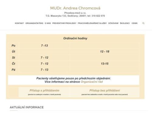 Praktický lékař pro dospělé Phoebea-med s.r.o. - MUDr. Andrea Chromcová, MUDr. Jolana Vršecká