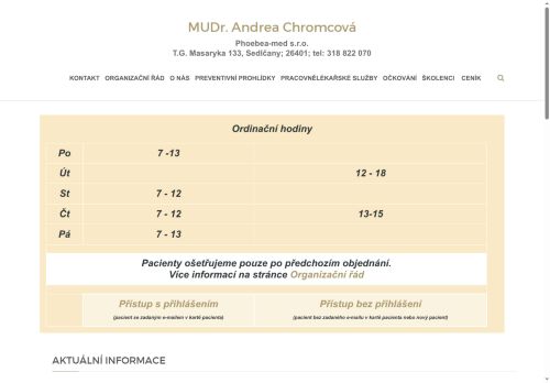 Zobrazit webové stránky Praktický lékař pro dospělé Phoebea-med s.r.o. - MUDr. Andrea Chromcová, MUDr. Jolana Vršecká