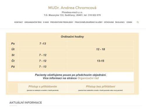 Praktický lékař pro dospělé Phoebea-med s.r.o. - MUDr. Andrea Chromcová, MUDr. Jolana Vršecká