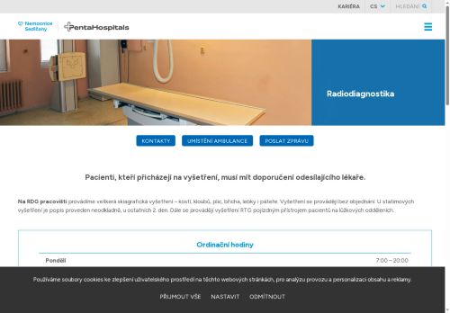 Zobrazit webové stránky RTG (rentgen) pracoviště - Nemocnice Sedlčany