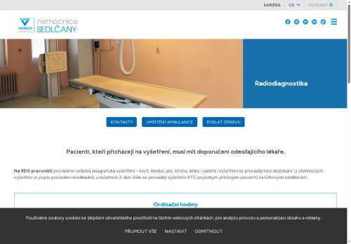 Zobrazit webové stránky RTG (rentgen) pracoviště - Nemocnice Sedlčany