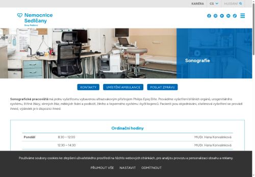 Zobrazit webové stránky Sonografické pracoviště (ultrazvuk) - Nemocnice Sedlčany