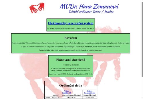 Zobrazit webové stránky Praktický lékař pro děti a dorost - MUDr. Hana Zemanová