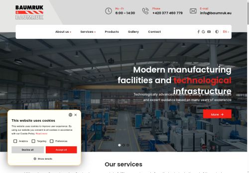 BAUMRUK & BAUMRUK s.r.o. nabízí práci na pozici Obsluha CNC stroje, svářeč/zámečník v obci Chrást