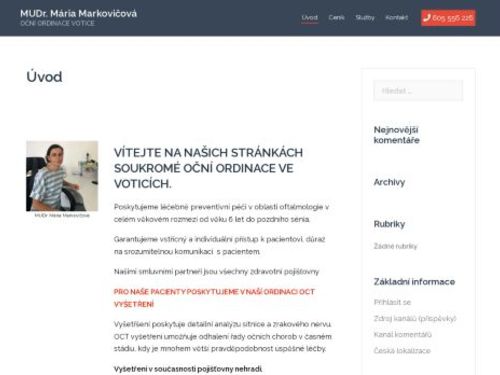 Oční ordinace - MUDr. Mária Markovičová