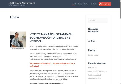 Zobrazit webové stránky Oční ordinace - MUDr. Mária Markovičová