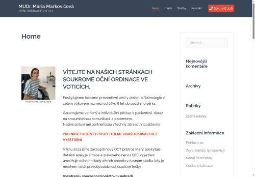 Zobrazit webové stránky Oční ordinace - MUDr. Mária Markovičová