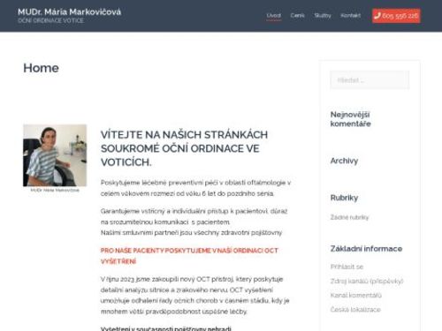 Oční ordinace - MUDr. Mária Markovičová