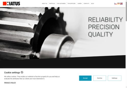 Webové stránky HIATUS CZ, s.r.o., Přibyslavice