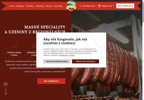 Webové stránky Slezské uzeniny, s.r.o., Vyškov