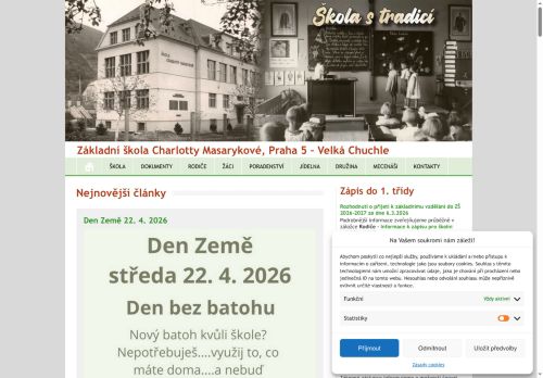 Základní škola Charlotty Masarykové Praha 5 - Velká Chuchle nabízí práci na pozici učitel/ka přírodopisu na plný úvazek v obci Praha