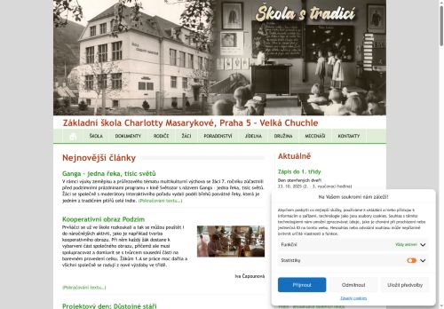 Základní škola Charlotty Masarykové Praha 5 - Velká Chuchle nabízí práci na pozici Pomocní kuchaři v obci Praha