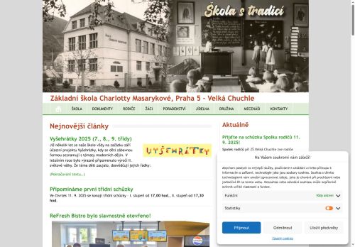Webové stránky Základní škola Charlotty Masarykové Praha 5 - Velká Chuchle, Praha