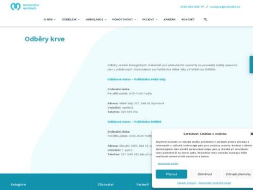 Odběry krve - odběrové místo Nemocnice Nymburk