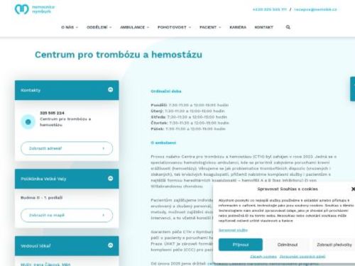 Centrum pro trombózu a hemostázu - Nemocnice Nymburk
