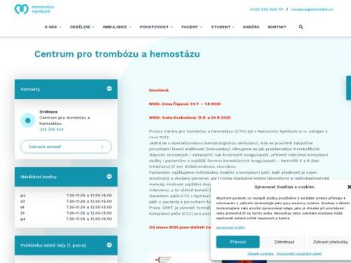 Centrum pro trombózu a hemostázu - Nemocnice Nymburk