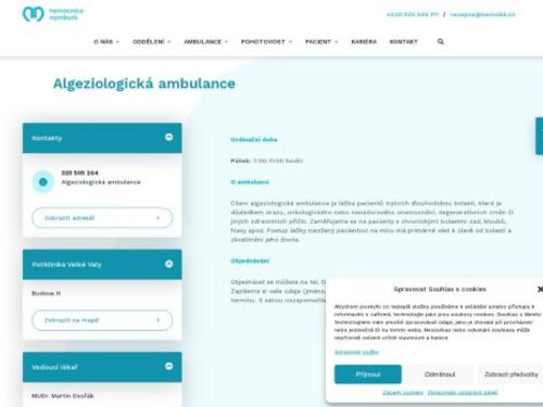 Algeziologická ambulance (ambulance léčby bolesti) - Nemocnice Nymburk
