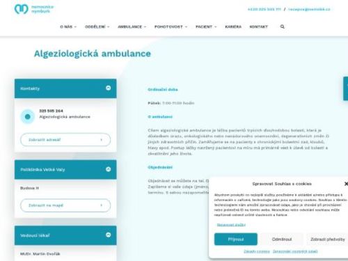 Algeziologická ambulance (ambulance léčby bolesti) - Nemocnice Nymburk