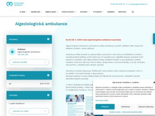 Algeziologická ambulance (ambulance léčby bolesti) - Nemocnice Nymburk