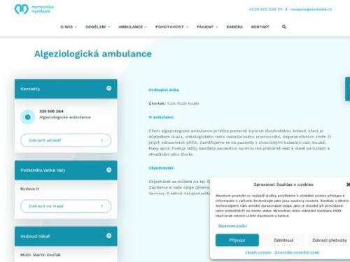Algeziologická ambulance (ambulance léčby bolesti) - Nemocnice Nymburk