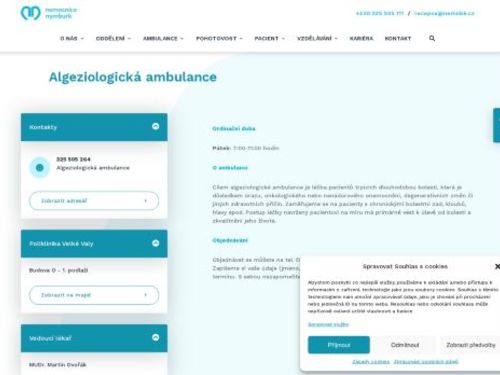 Algeziologická ambulance (ambulance léčby bolesti) - Nemocnice Nymburk