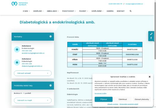 Zobrazit webové stránky Diabetologická ambulance - Nemocnice Nymburk