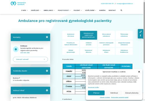 Zobrazit webové stránky Gynekologická ambulance pro registrované - Nemocnice Nymburk
