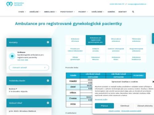Gynekologická ambulance pro registrované - Nemocnice Nymburk
