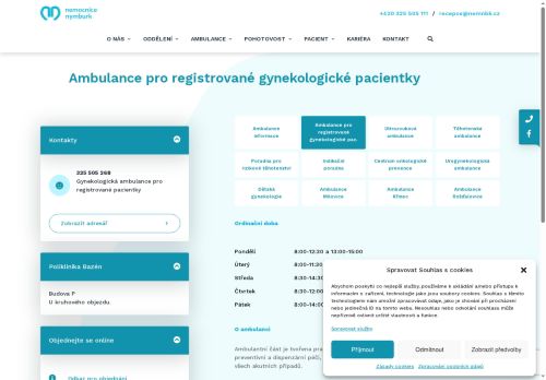 Zobrazit webové stránky Gynekologická ambulance pro registrované - Nemocnice Nymburk