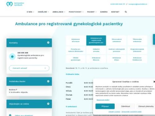Gynekologická ambulance pro registrované - Nemocnice Nymburk