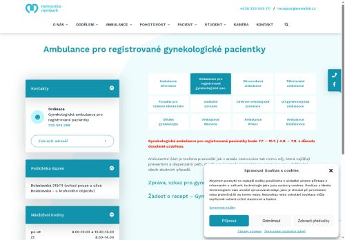 Zobrazit webové stránky Gynekologická ambulance pro registrované - Nemocnice Nymburk