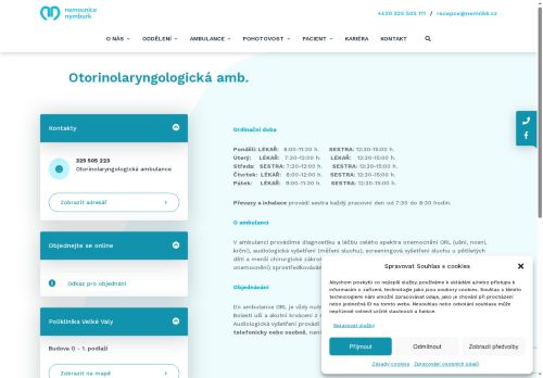 Zobrazit webové stránky ORL ambulance - Nemocnice Nymburk