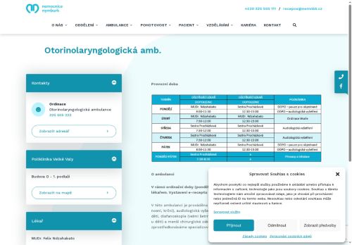 Zobrazit webové stránky ORL ambulance - Nemocnice Nymburk