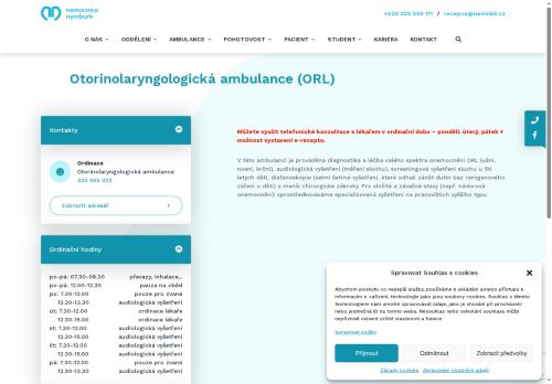 Zobrazit webové stránky ORL ambulance - Nemocnice Nymburk