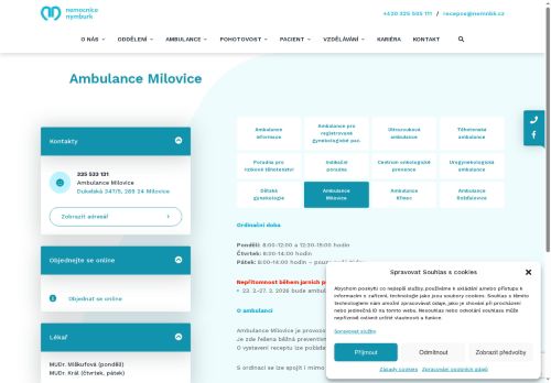 Zobrazit webové stránky Gynekologická ambulance - Nemocnice Nymburk