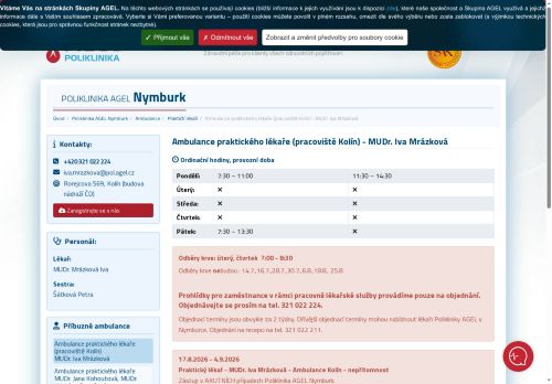 Zobrazit webové stránky Praktický lékař pro dospělé - MUDr. Iva Mrázková