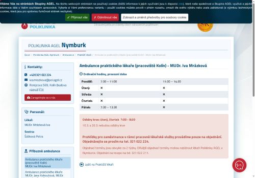 Zobrazit webové stránky Praktický lékař pro dospělé - MUDr. Iva Mrázková