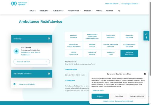 Zobrazit webové stránky Gynekologická ambulance - Nemocnice Nymburk