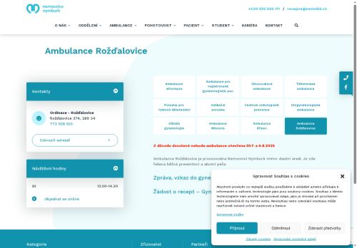Zobrazit webové stránky Gynekologická ambulance - Nemocnice Nymburk