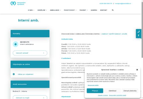 Zobrazit webové stránky Interní ambulance - Nemocnice Nymburk