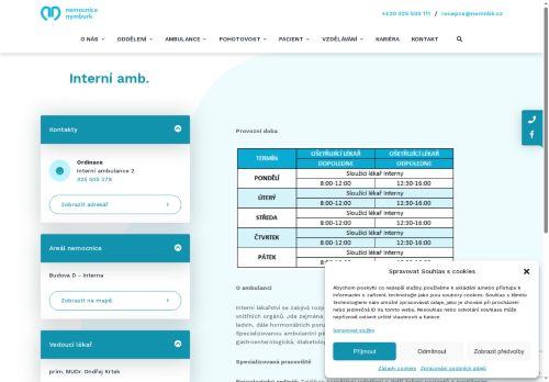 Zobrazit webové stránky Interní ambulance - Nemocnice Nymburk