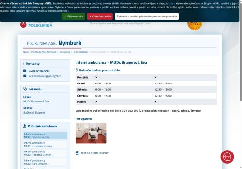 Zobrazit webové stránky Interní ambulance Poliklinika AGEL Nymburk - MUDr. Eva Brunerová