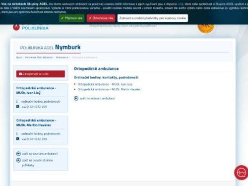 Ortopedická ambulance Poliklinika AGEL Nymburk -⁠ MUDr. Ivan Lisý, MUDr. Martin Havelec