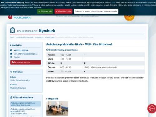 Praktický lékař pro dospělé Poliklinika AGEL Nymburk - MUDr. Věra Dittrichová